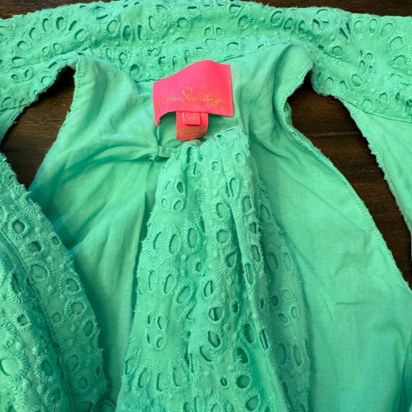 Lilly Pulitzer Chrisella green sleeveless eyelet midi dress size 12 - Picture 2 of 3
